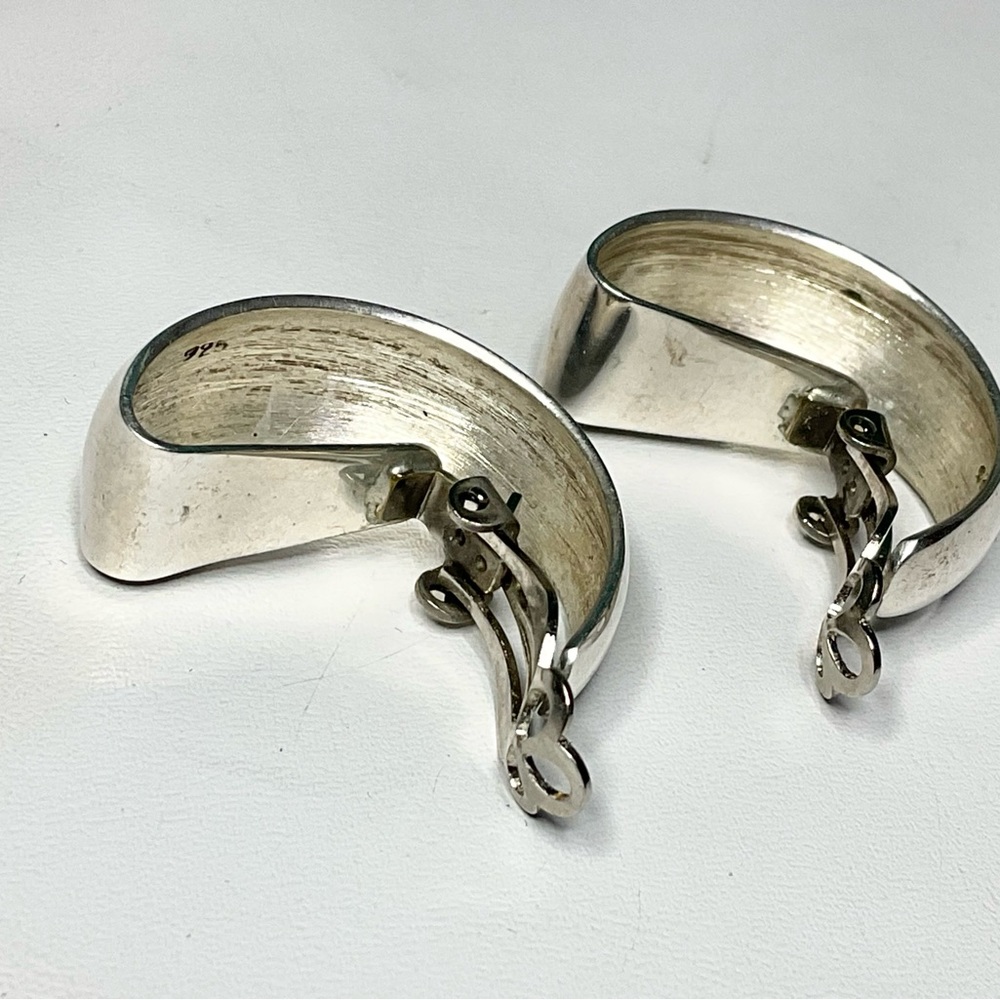 Vintage Sterling Silver Clip Hoops Chunky Solid 14.6 grams - Picture 7 of 9